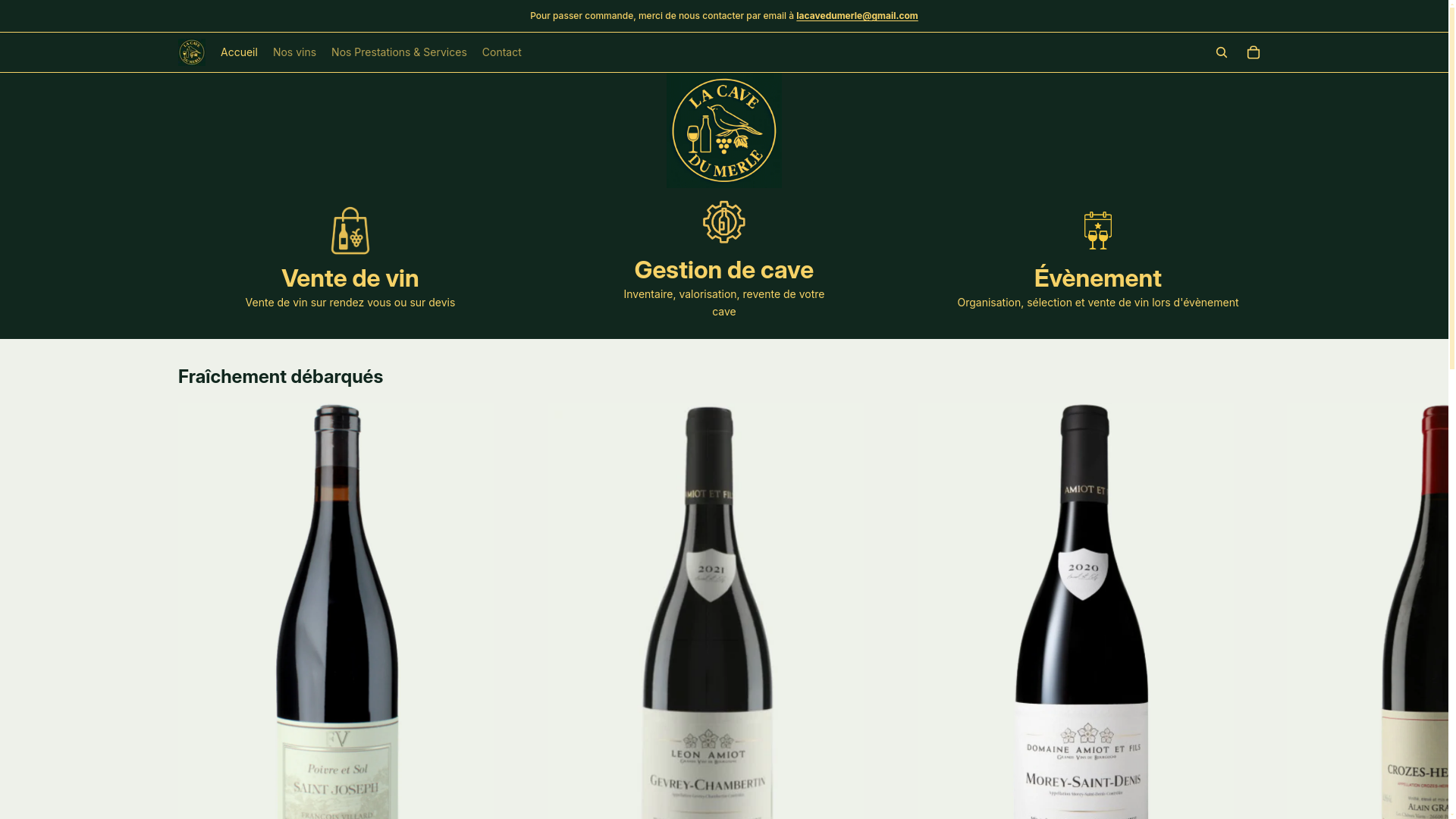 website screenshot of https://lacavedumerle.com/