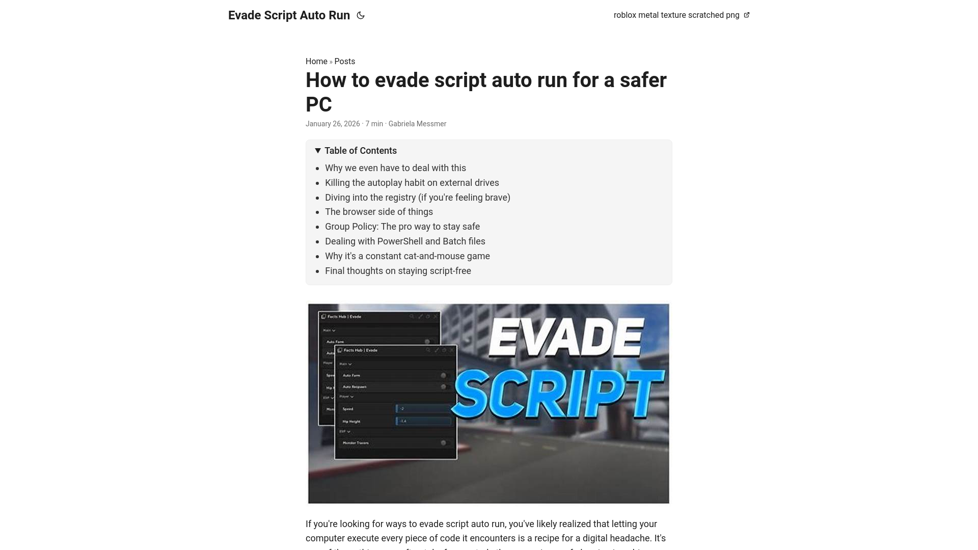 website screenshot of https://evade-script-auto-run.pages.dev/