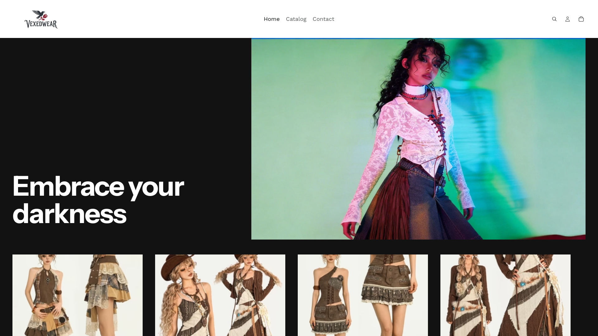 website screenshot of https://vexedwear.com/