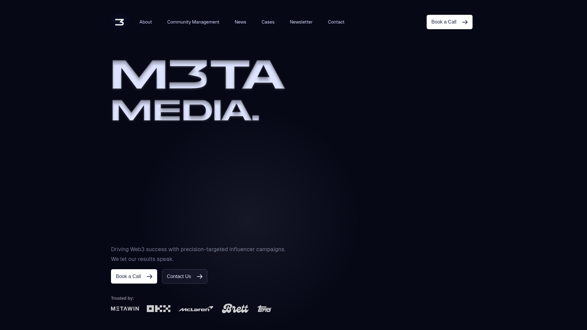 website screenshot of https://m3tamedia.com/