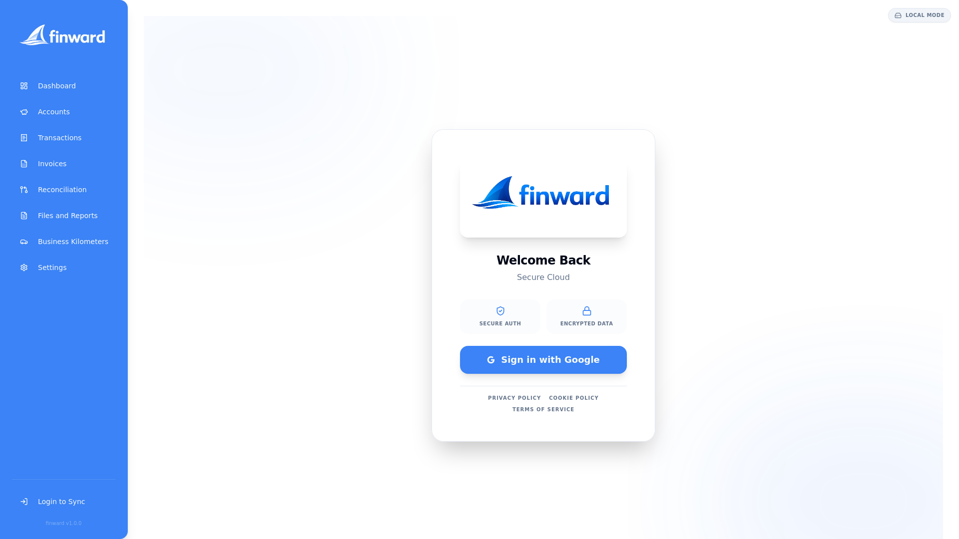 website screenshot of https://finwardfinance.com/