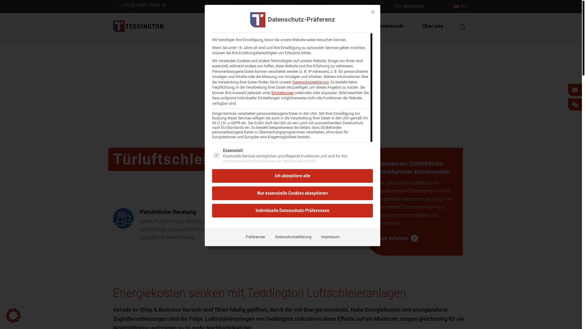 website screenshot of https://teddington-aircurtain.com/