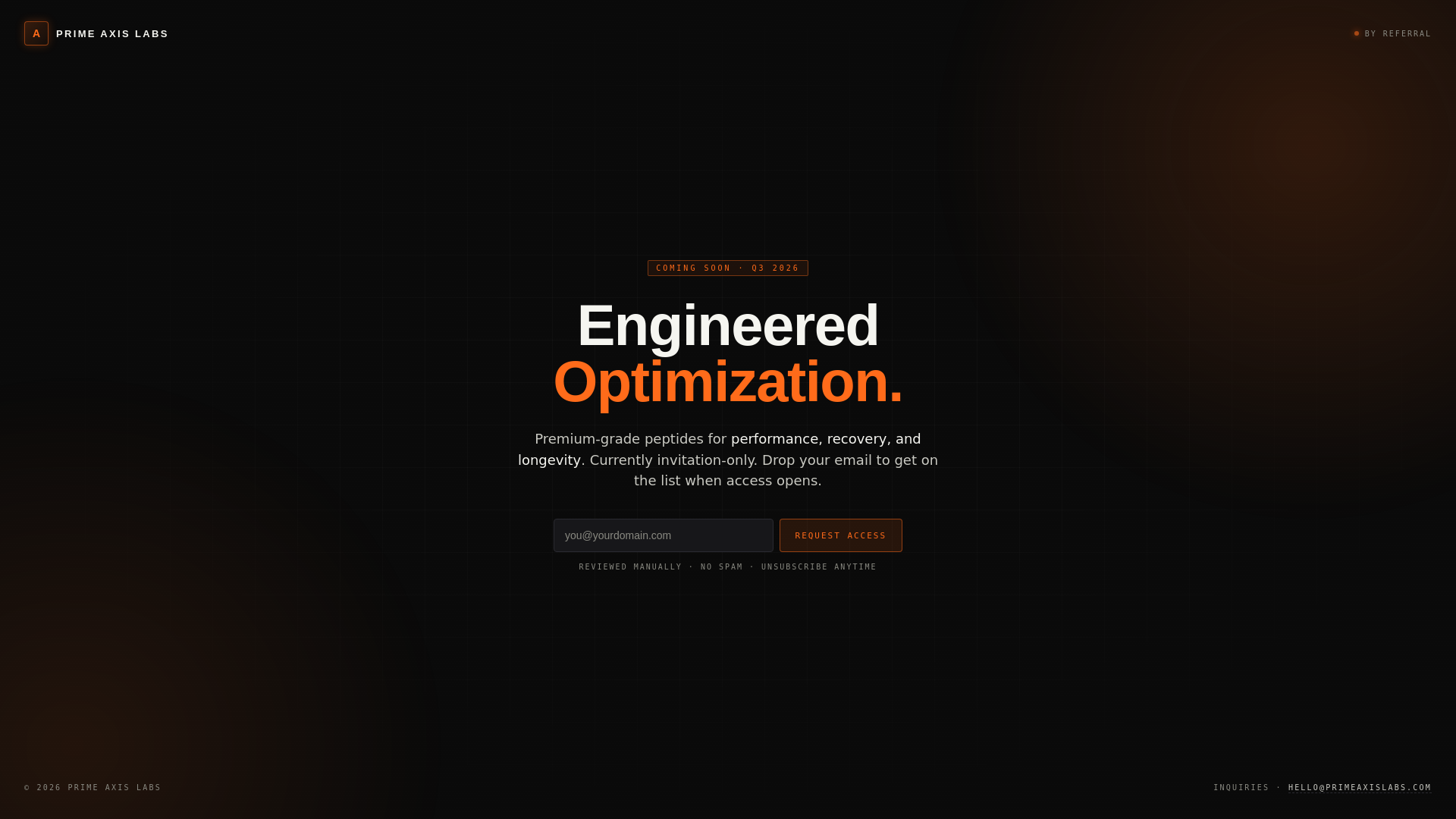 website screenshot of https://primeaxislabs.com/