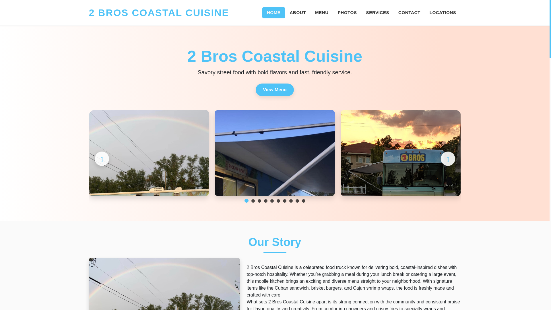 website screenshot of https://2-bros-coastal-cuisine-site.pages.dev/
