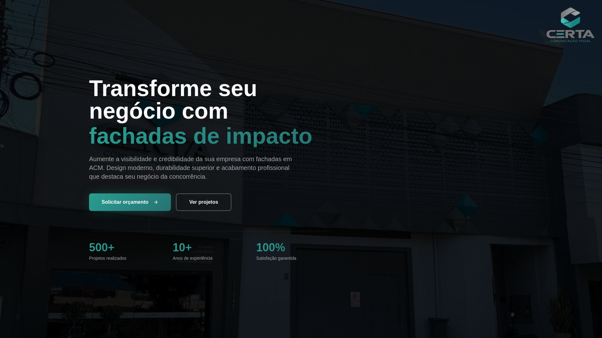 website screenshot of https://certafachadas.com/