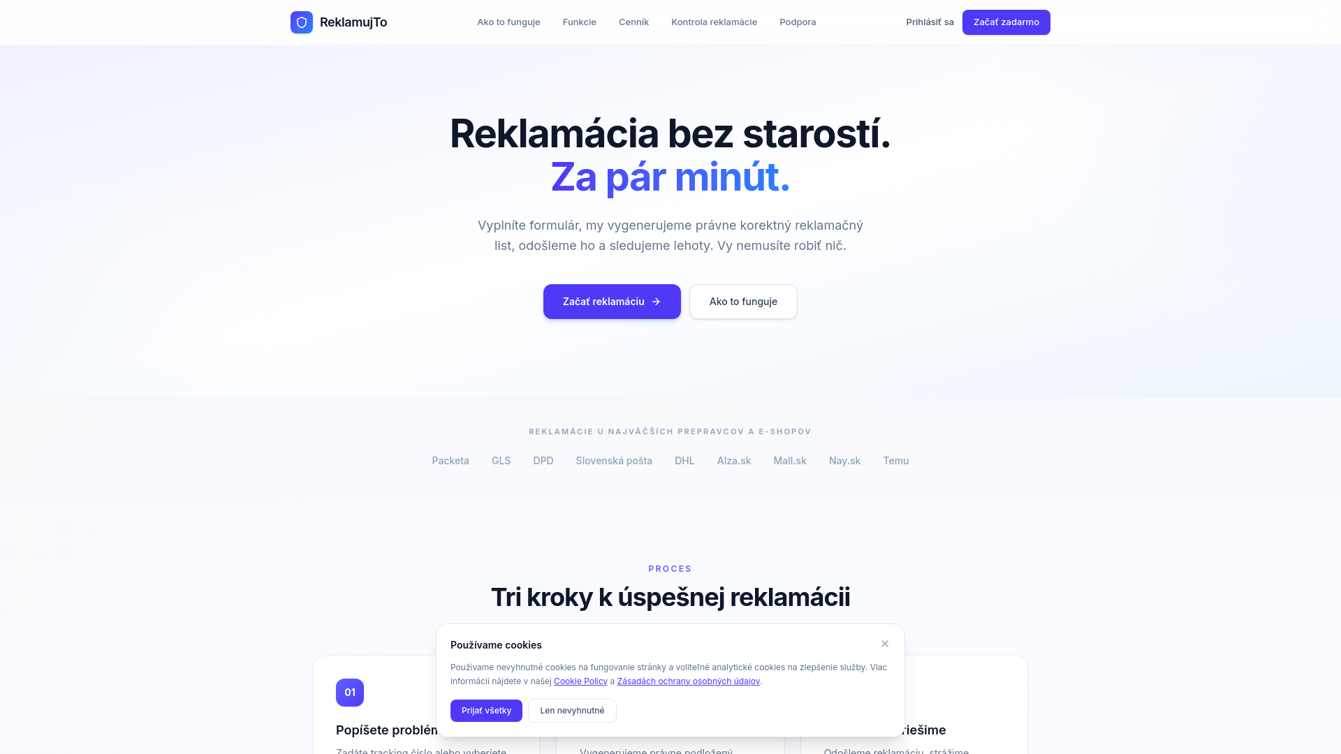 website screenshot of https://reklamujto.sk/