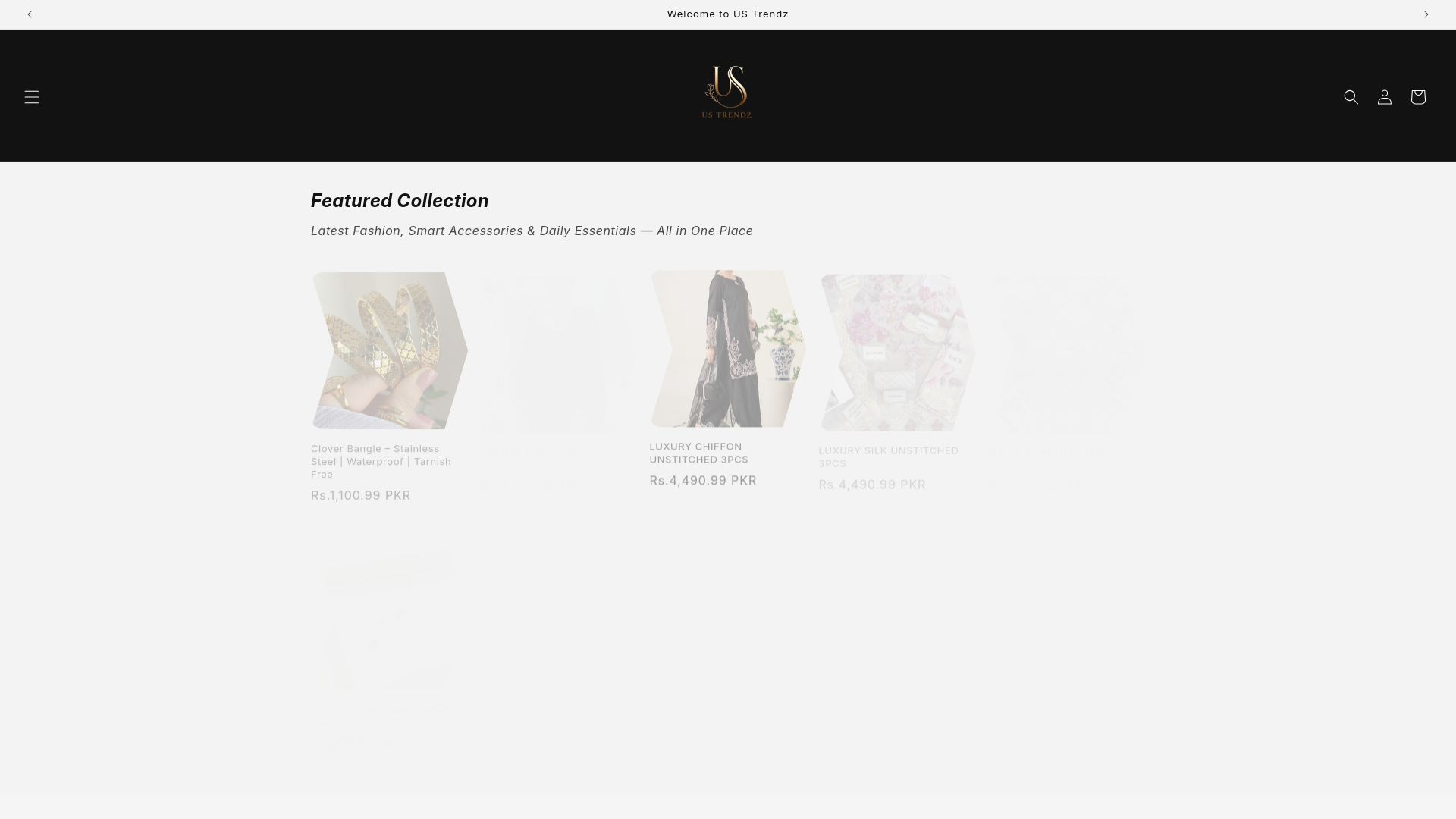 website screenshot of https://ustrendz.shop