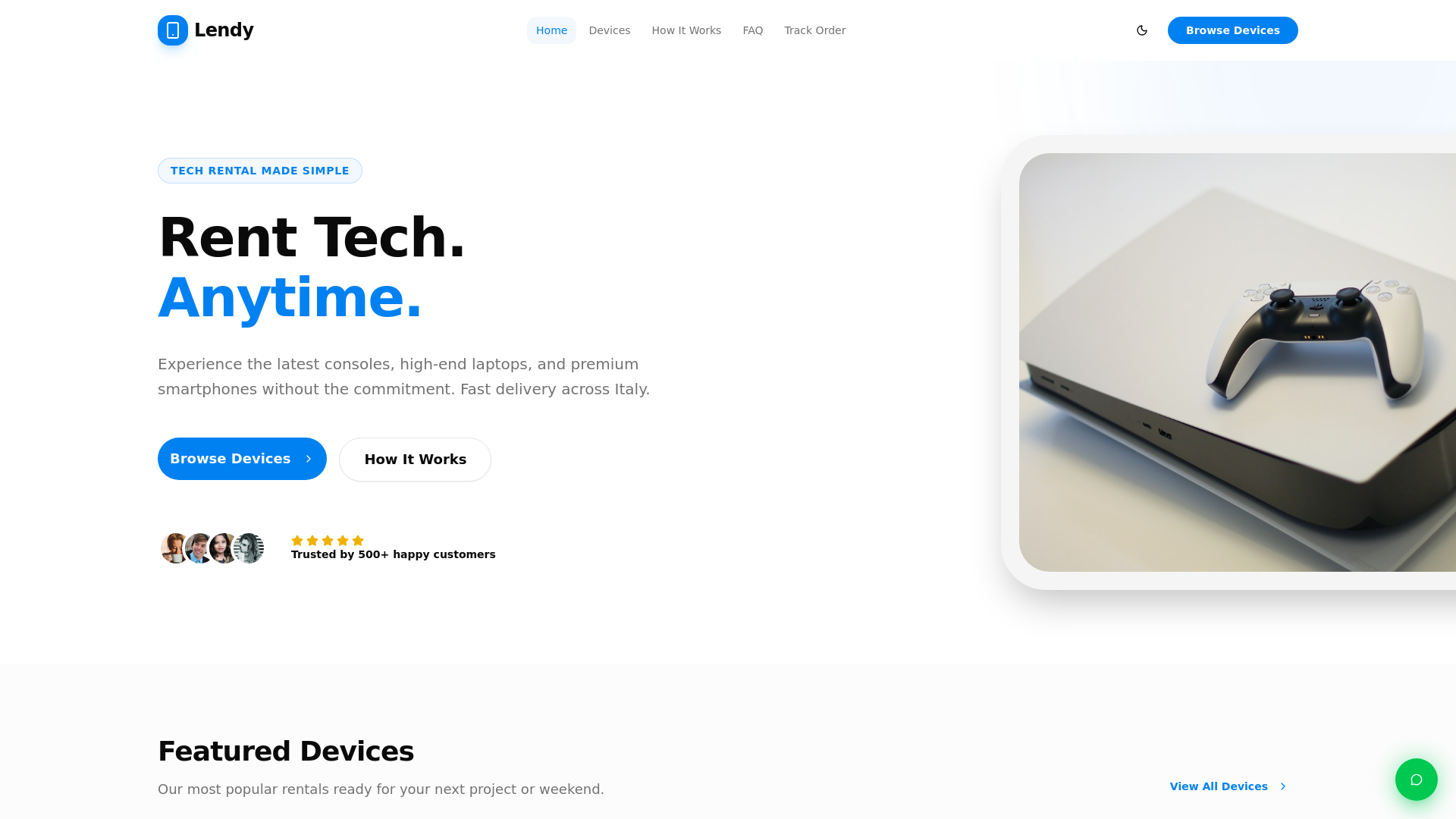 website screenshot of https://lendytech.it
