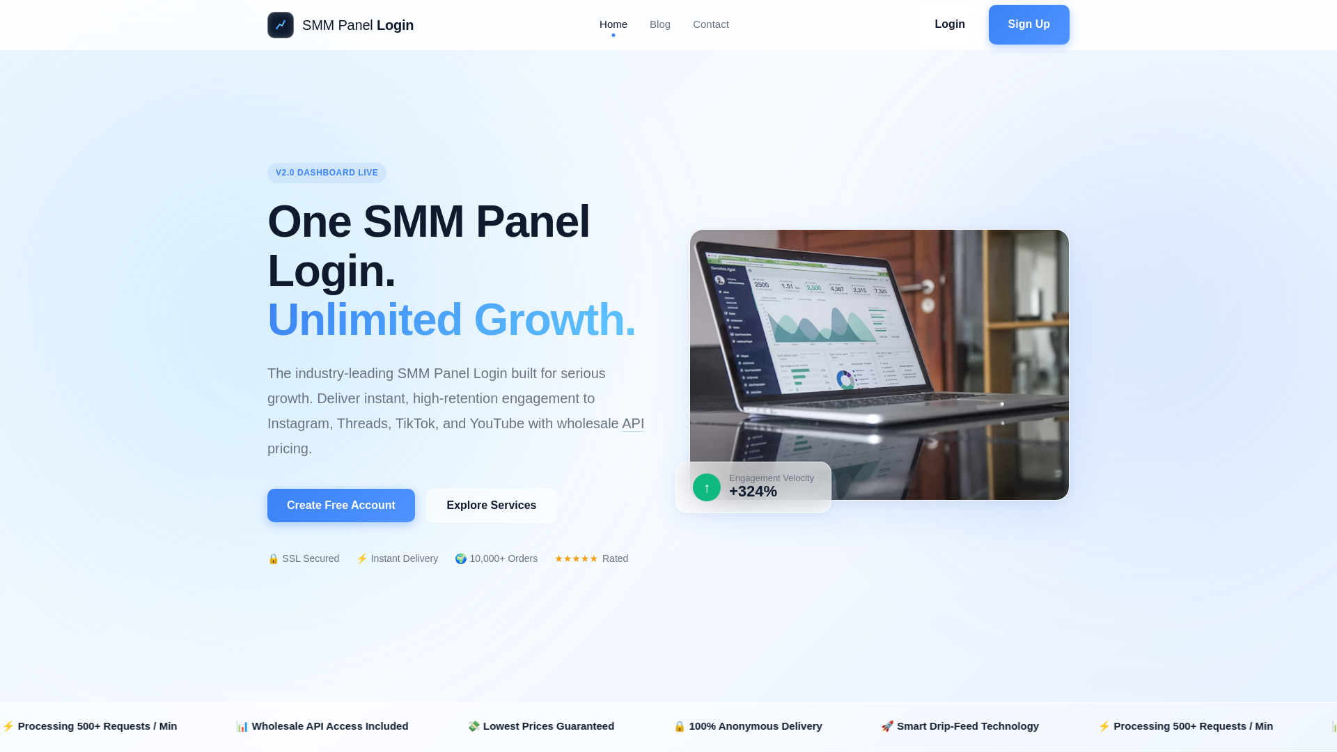 website screenshot of https://smm-panel-login.pages.dev/