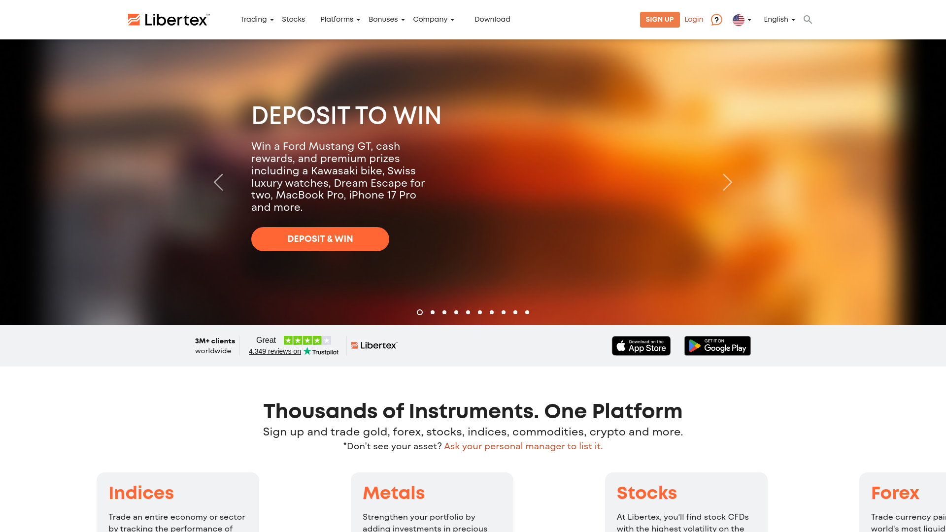website screenshot of https://libertex.org/