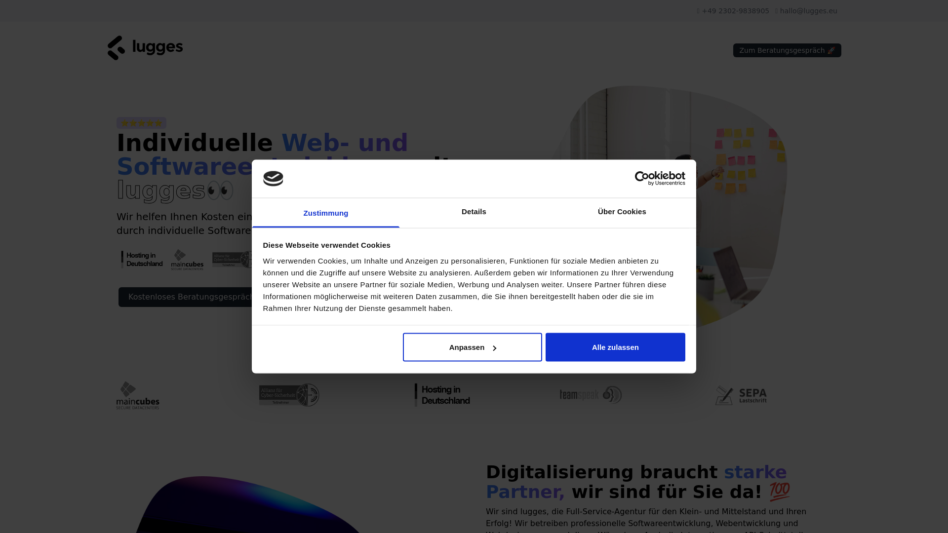 website screenshot of https://lugges.eu/