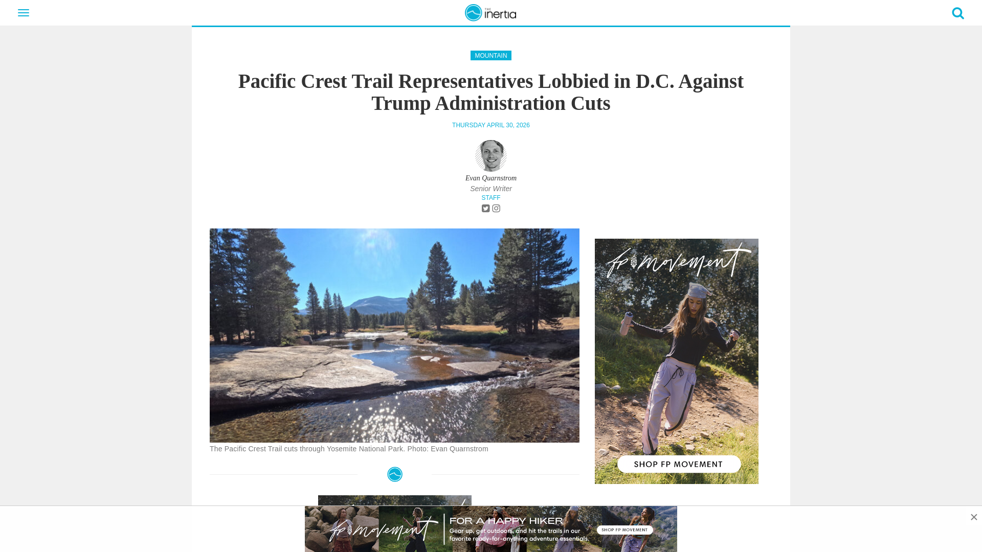 website screenshot of https://www.theinertia.com/mountain/pacific-crest-trail-cuts-lobby-congress/
