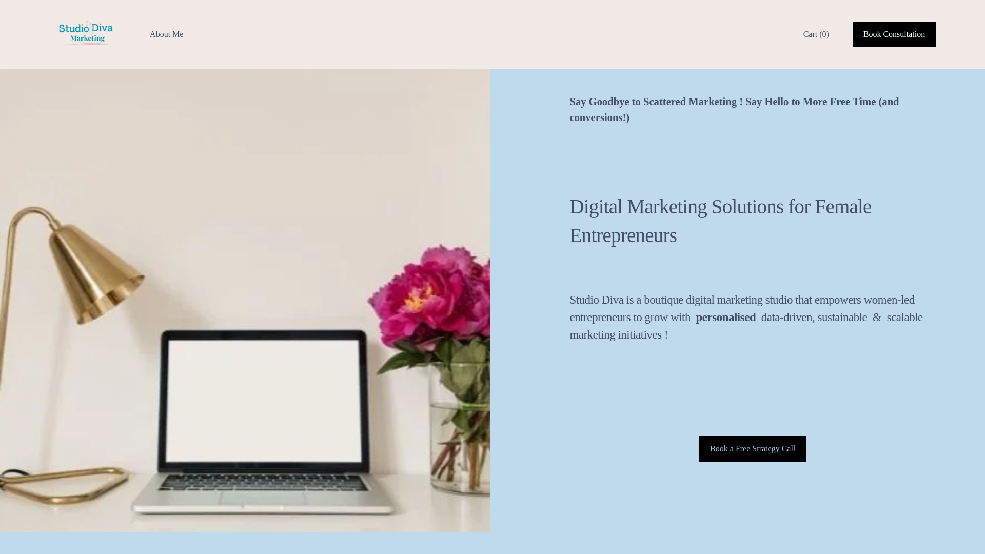 website screenshot of https://studiodivamarketing.com