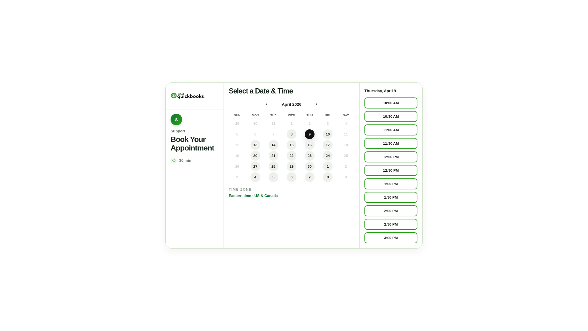 website screenshot of https://intuit-schedule.com