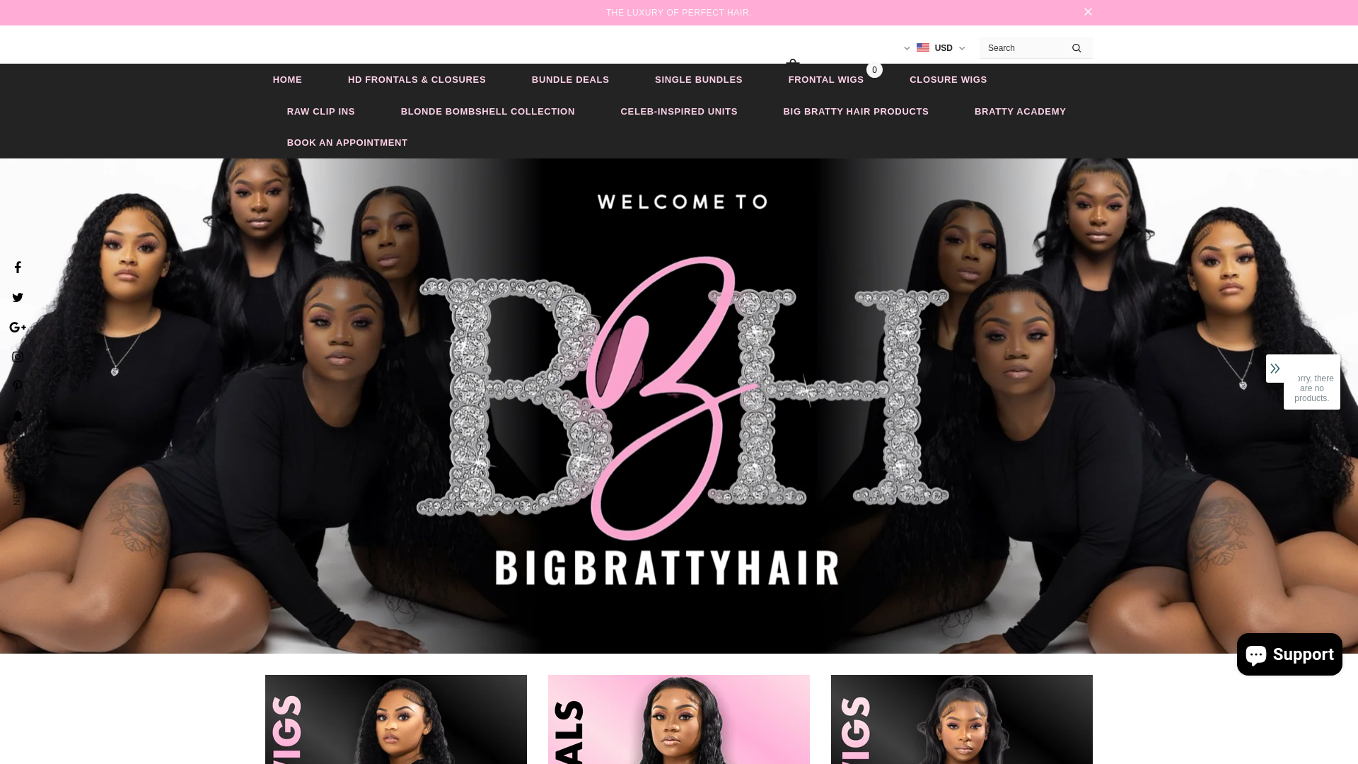 website screenshot of https://bigbrattyhair.com