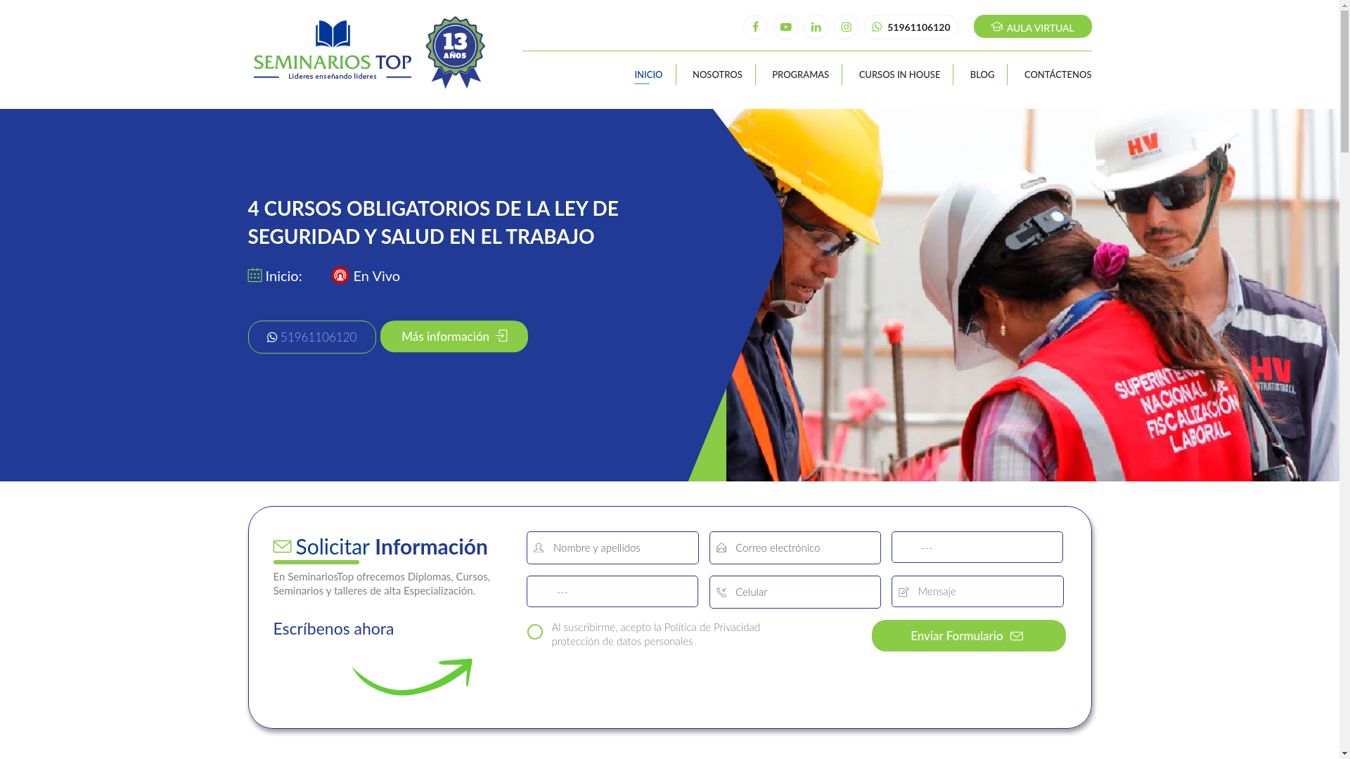 website screenshot of http://www.seminariostop.com/