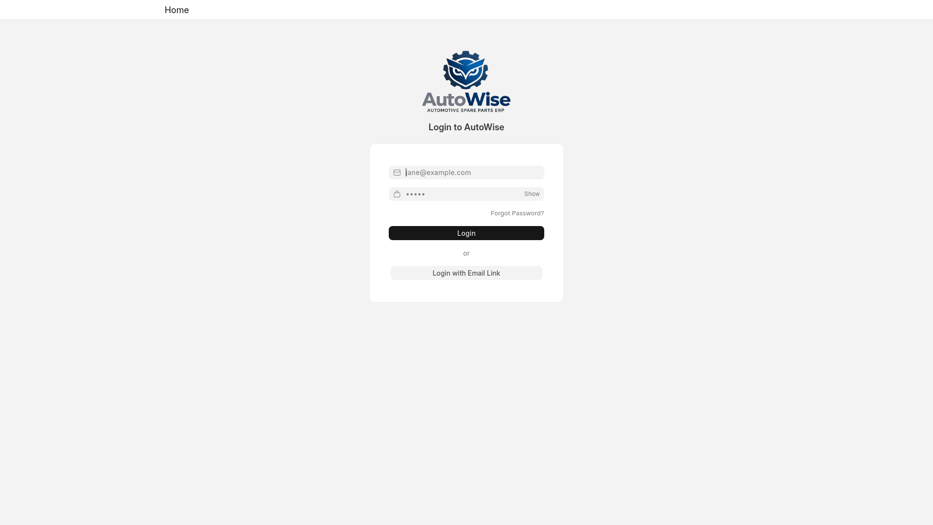 website screenshot of https://autowise-erp.com/