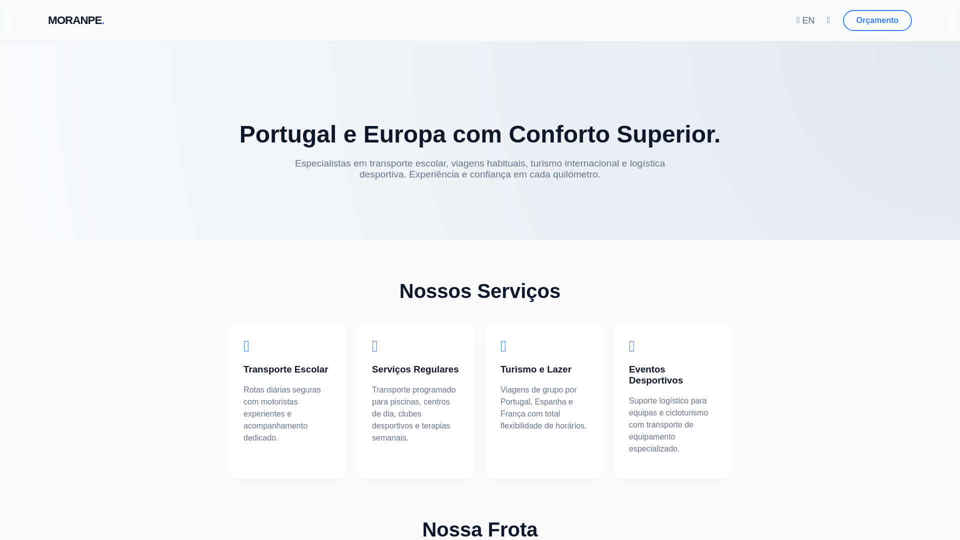 website screenshot of https://transportesmoranpe.pt