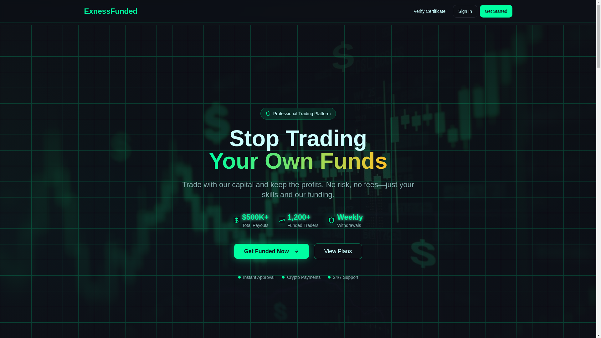 website screenshot of https://xfundedpro.com/