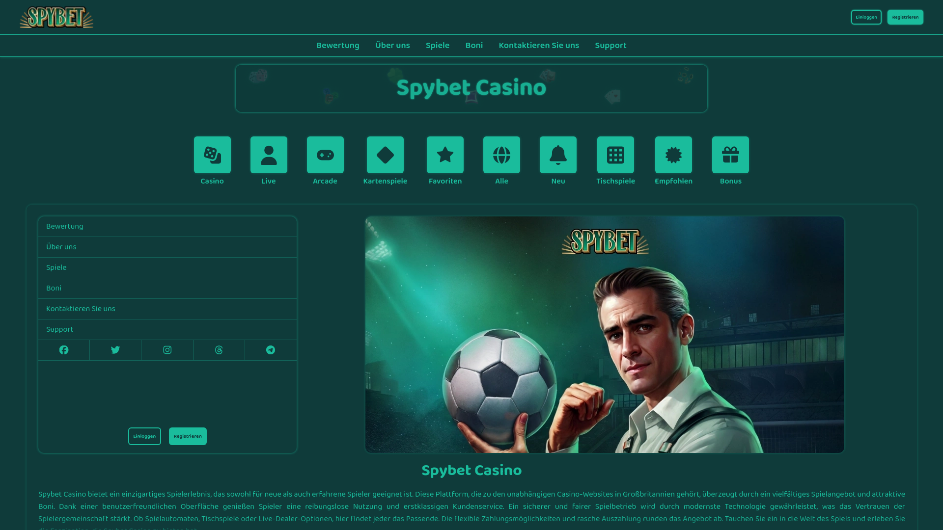 website screenshot of https://casinospybet.de