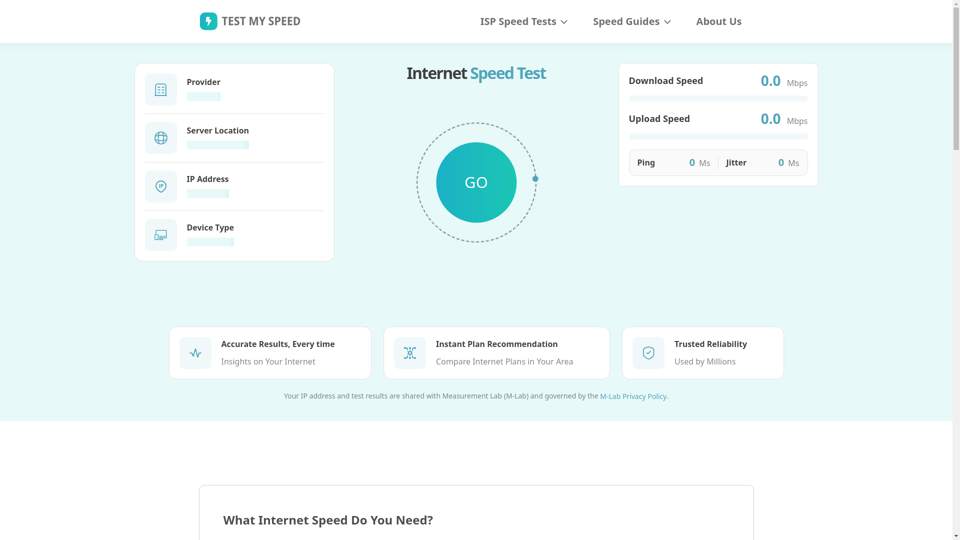 website screenshot of https://www.testmyspeed.com/