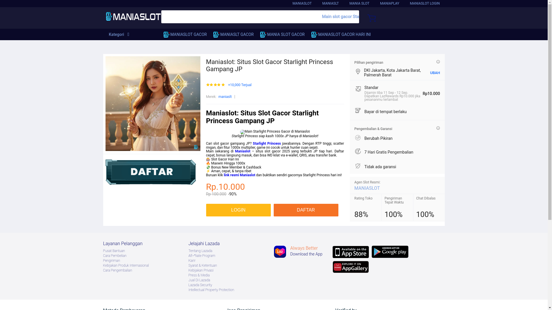 website screenshot of https://mania-slot.pages.dev/