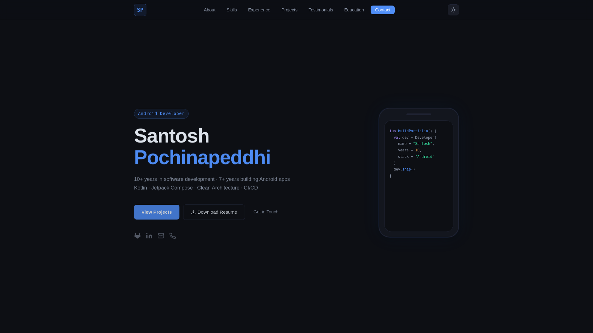 website screenshot of https://santoshandroiddev.com