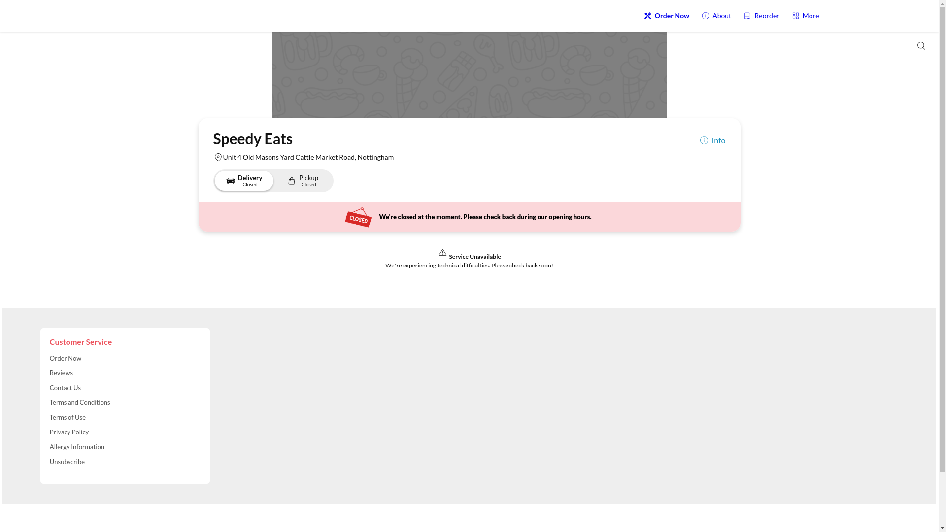 website screenshot of https://speedyeatsnottingham.com/