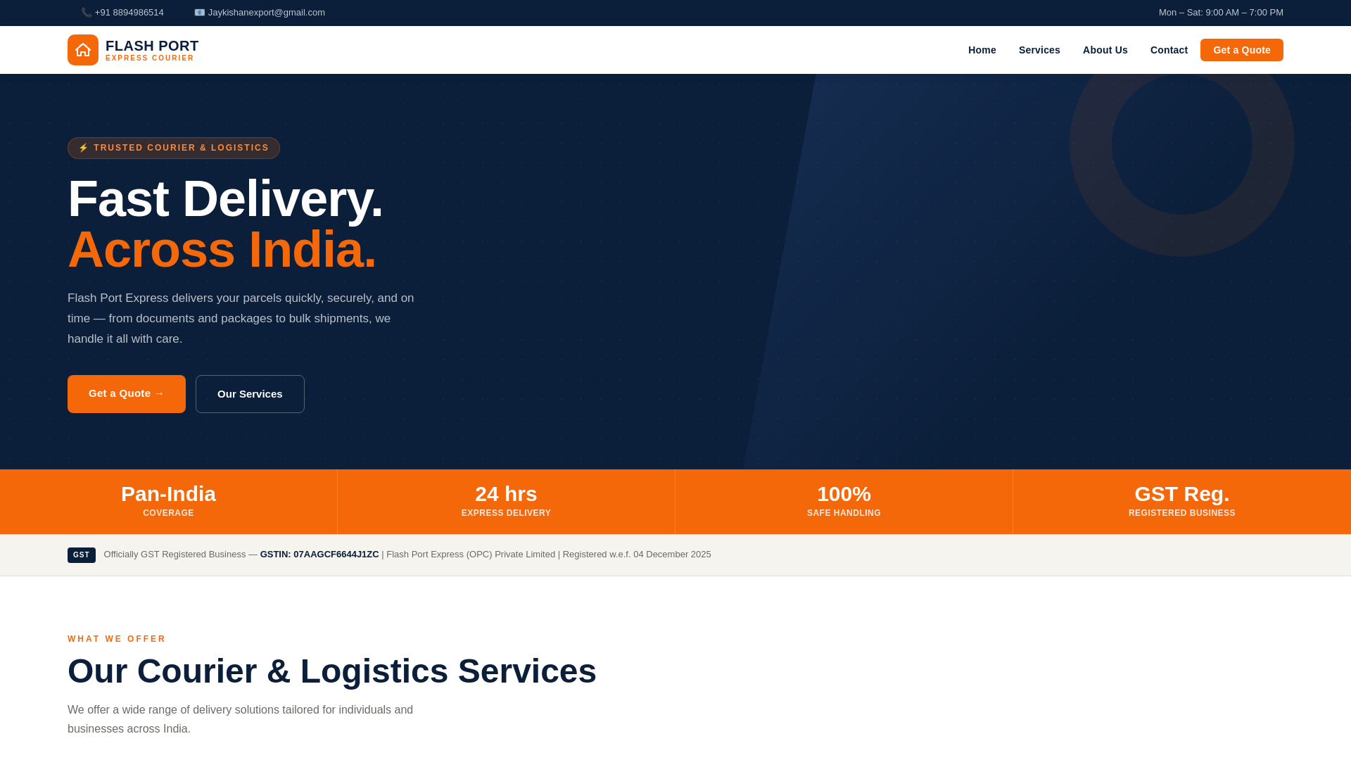 website screenshot of https://flashportexpress.com