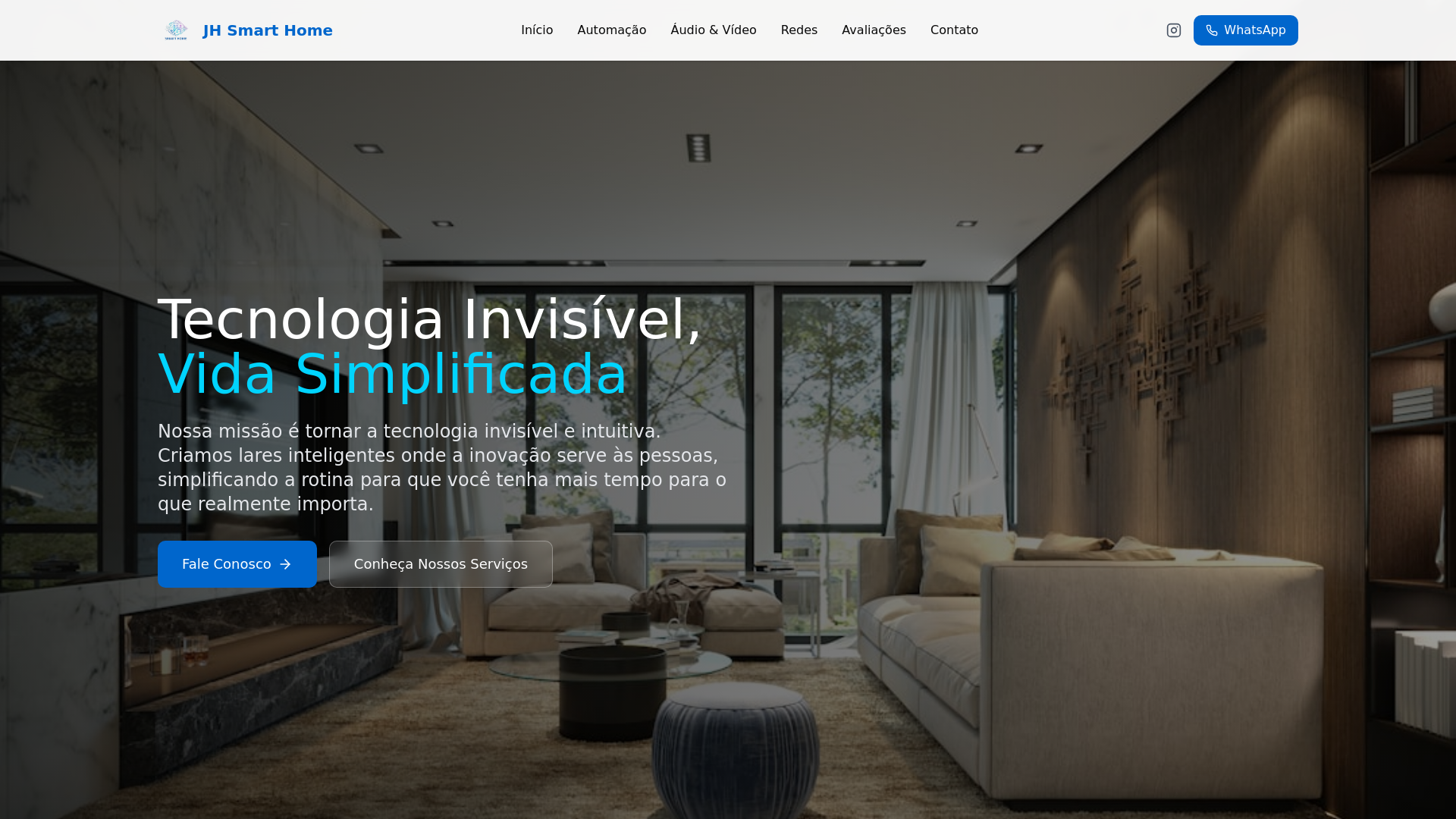 website screenshot of https://jhsmarthome.com.br/