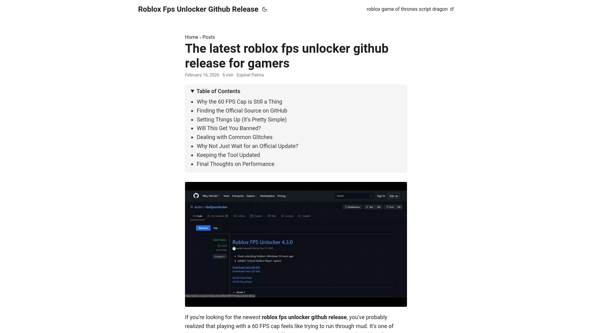 website screenshot of https://roblox-fps-unlocker-github-release.pages.dev/