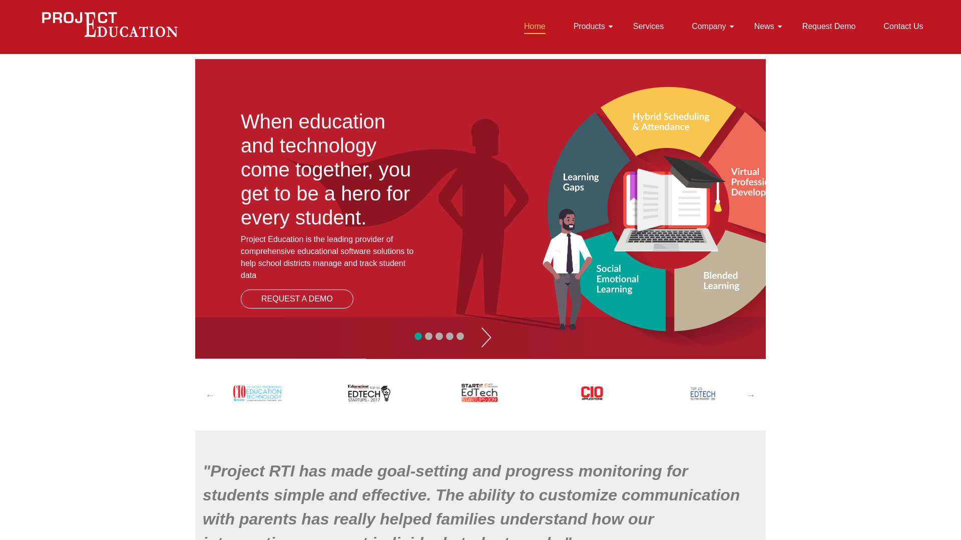 website screenshot of https://projecteduteam.info