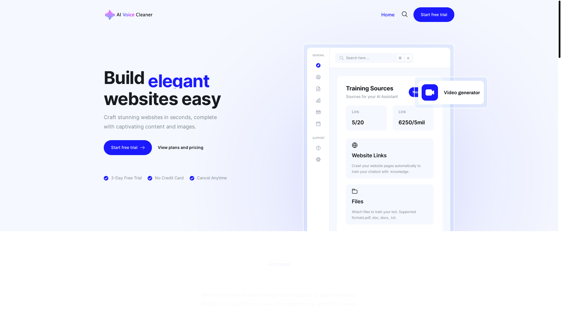 website screenshot of https://aivoicecleaner.io/