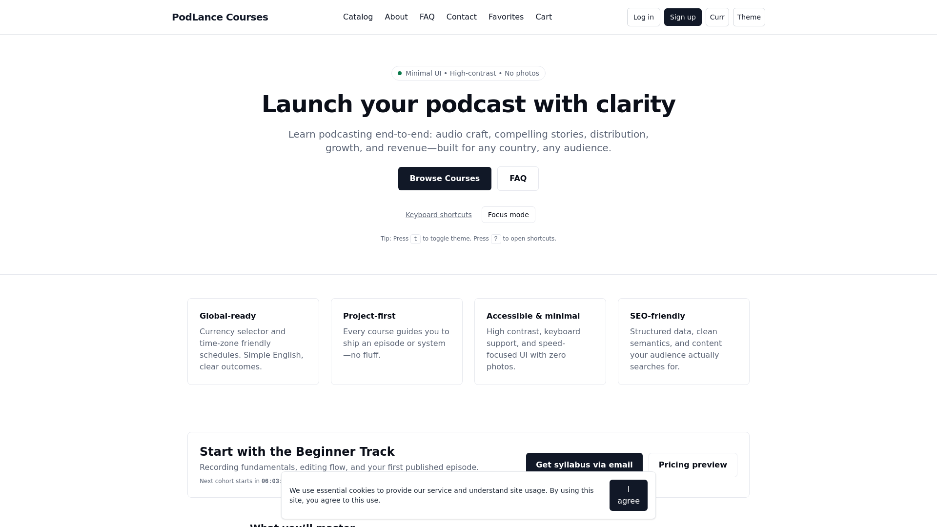 website screenshot of https://podlance.click/