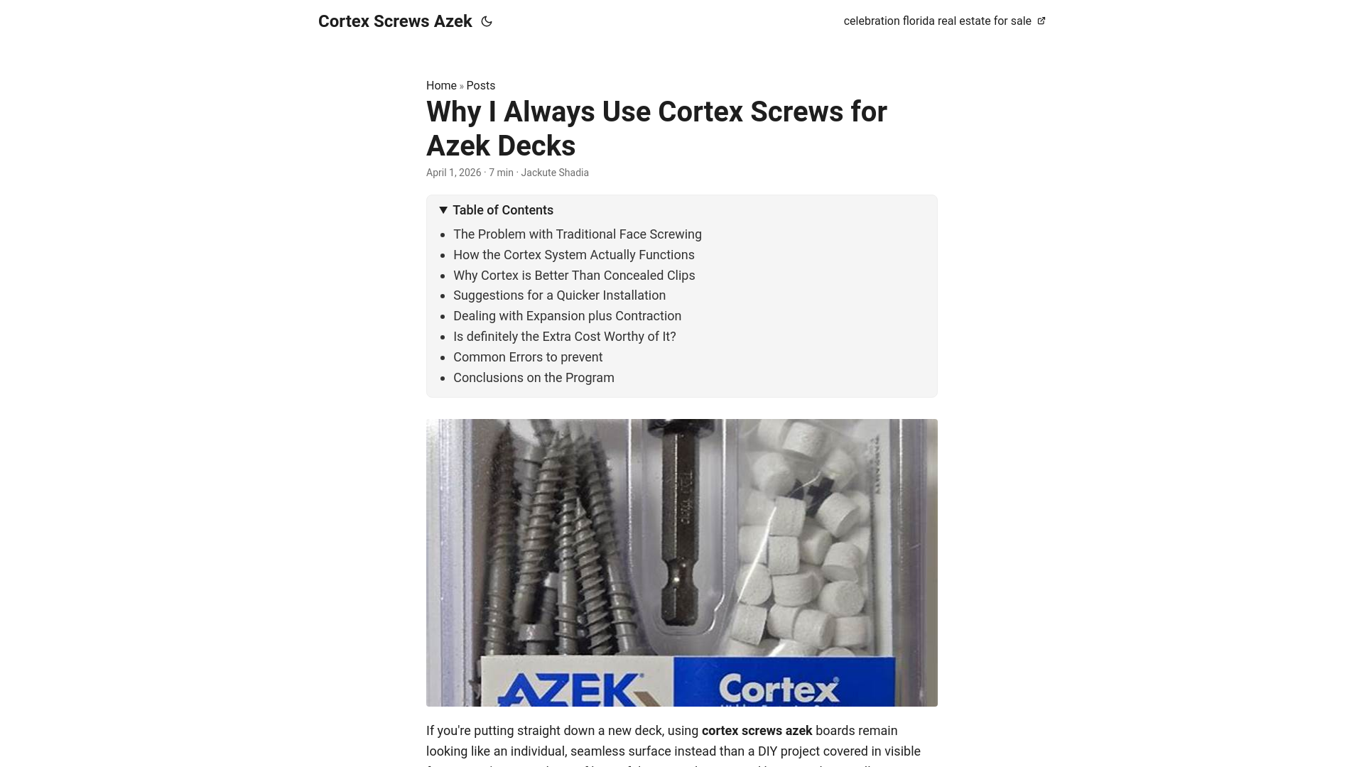 website screenshot of https://cortex-screws-azek3.pages.dev/