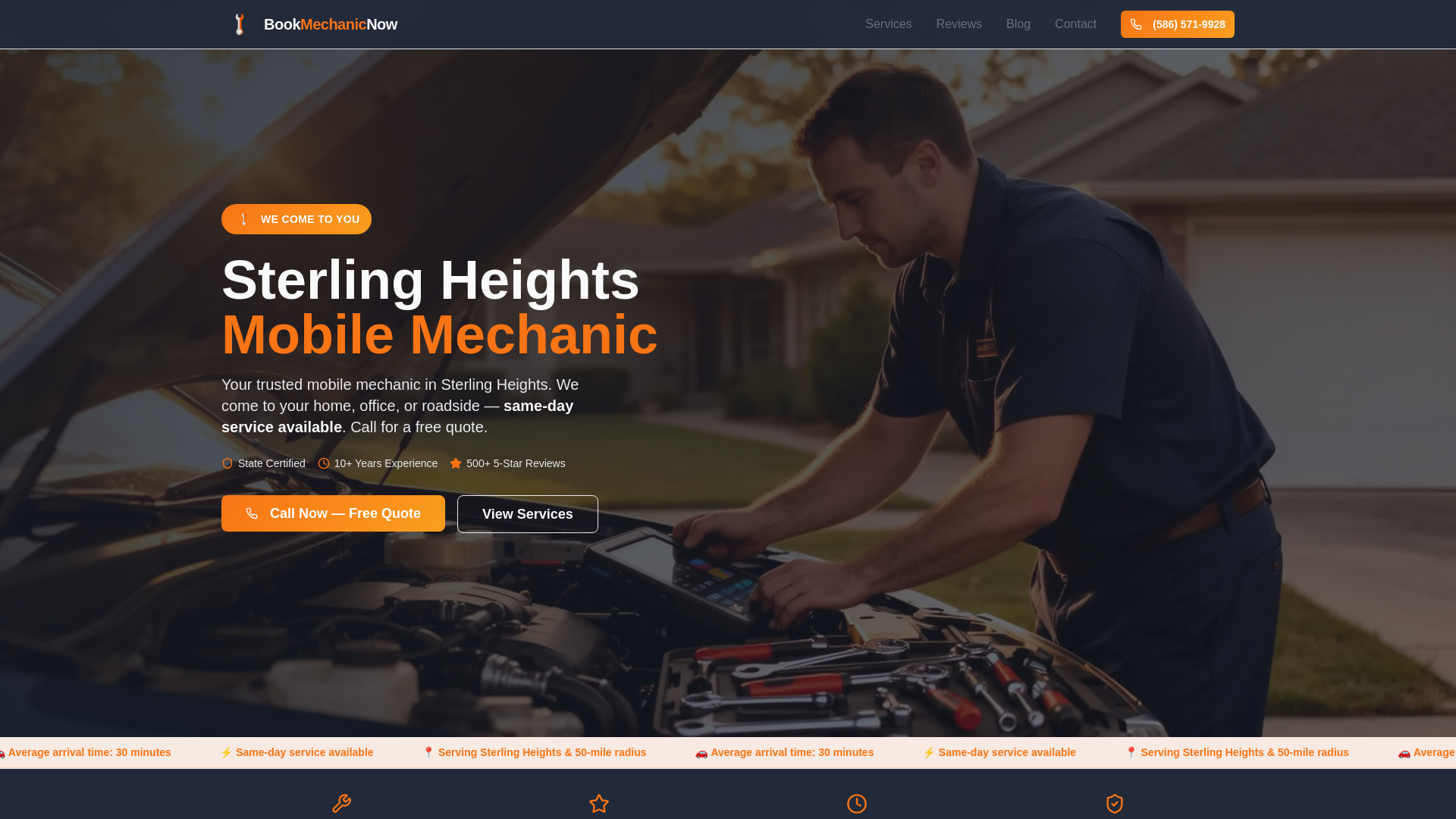 website screenshot of https://bookmechanicnow.com/