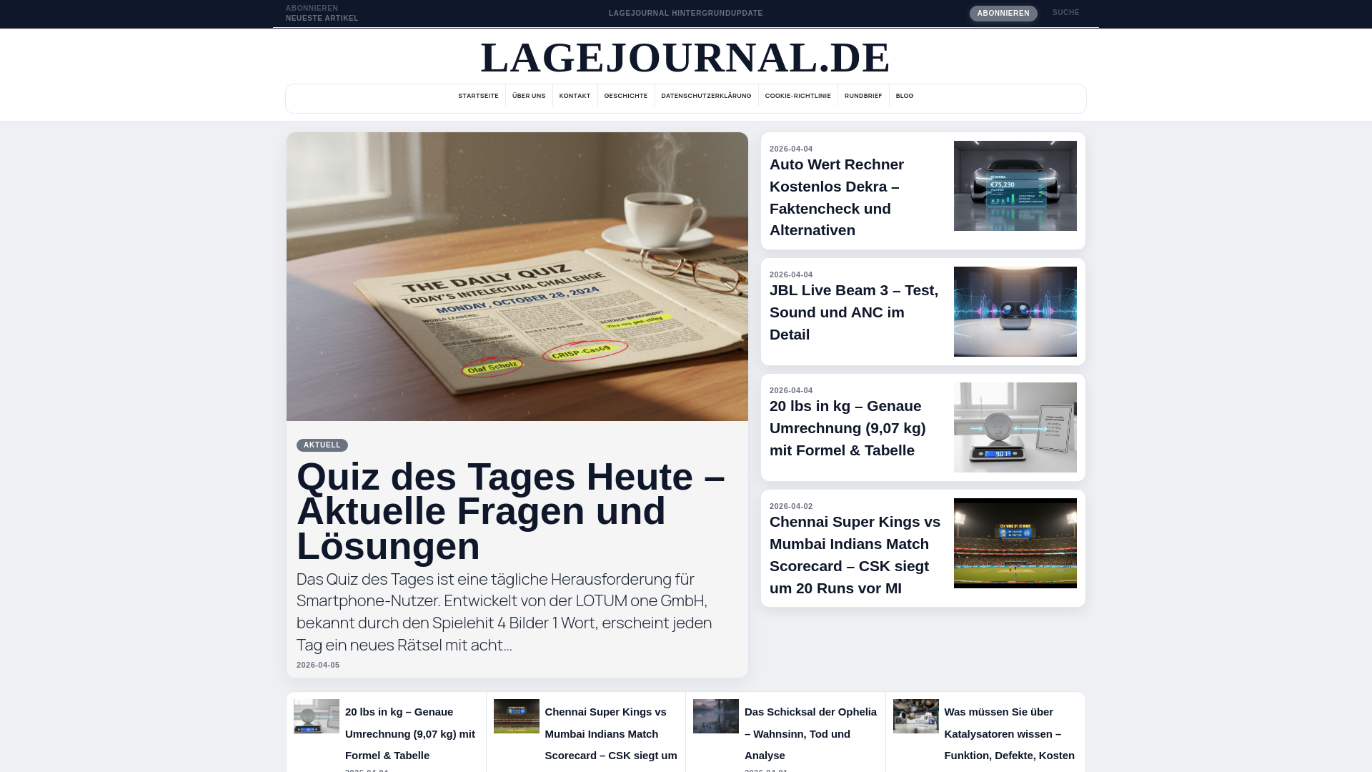 website screenshot of https://lagejournal.de/