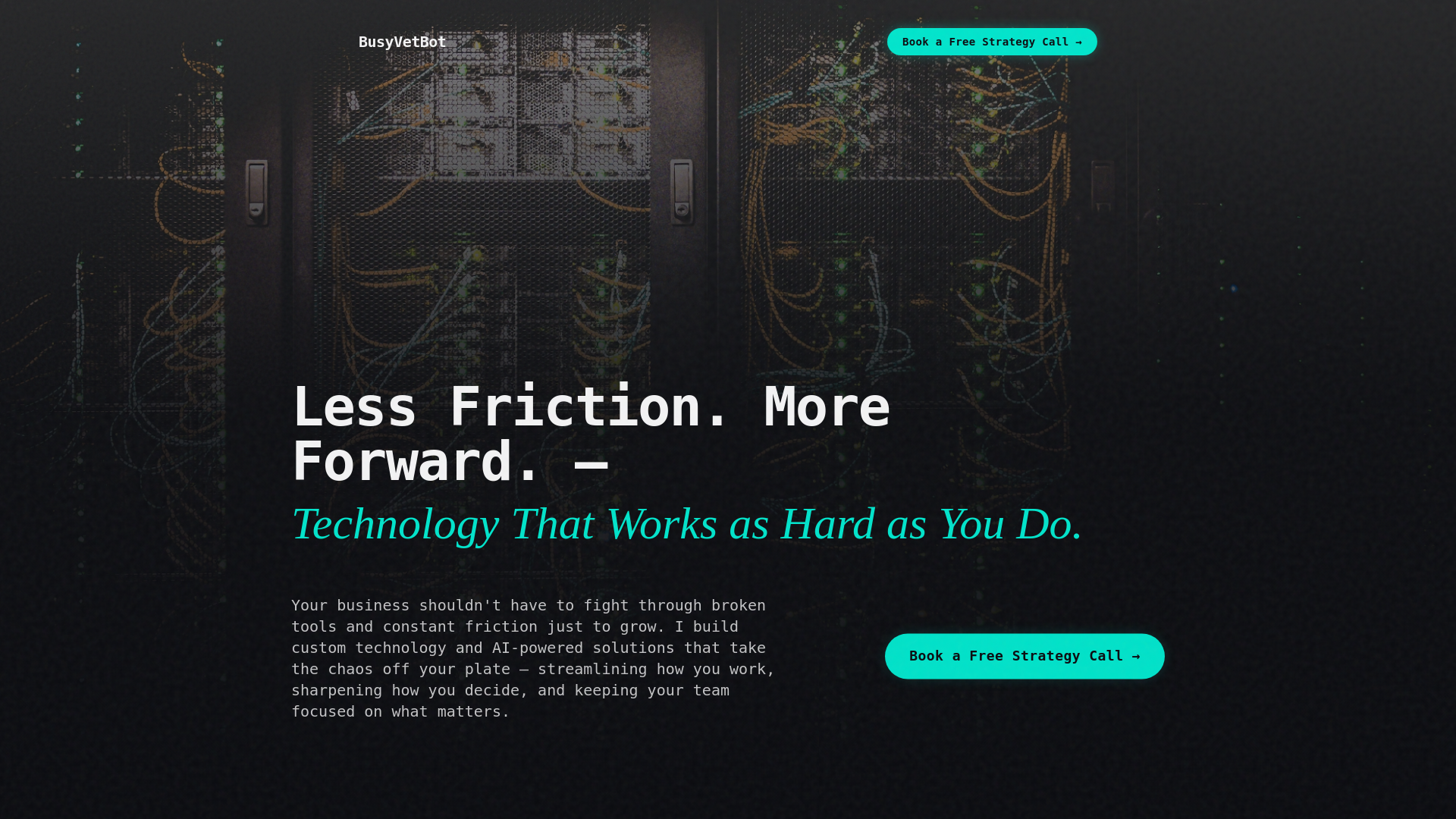 website screenshot of https://busyvetbot.com/