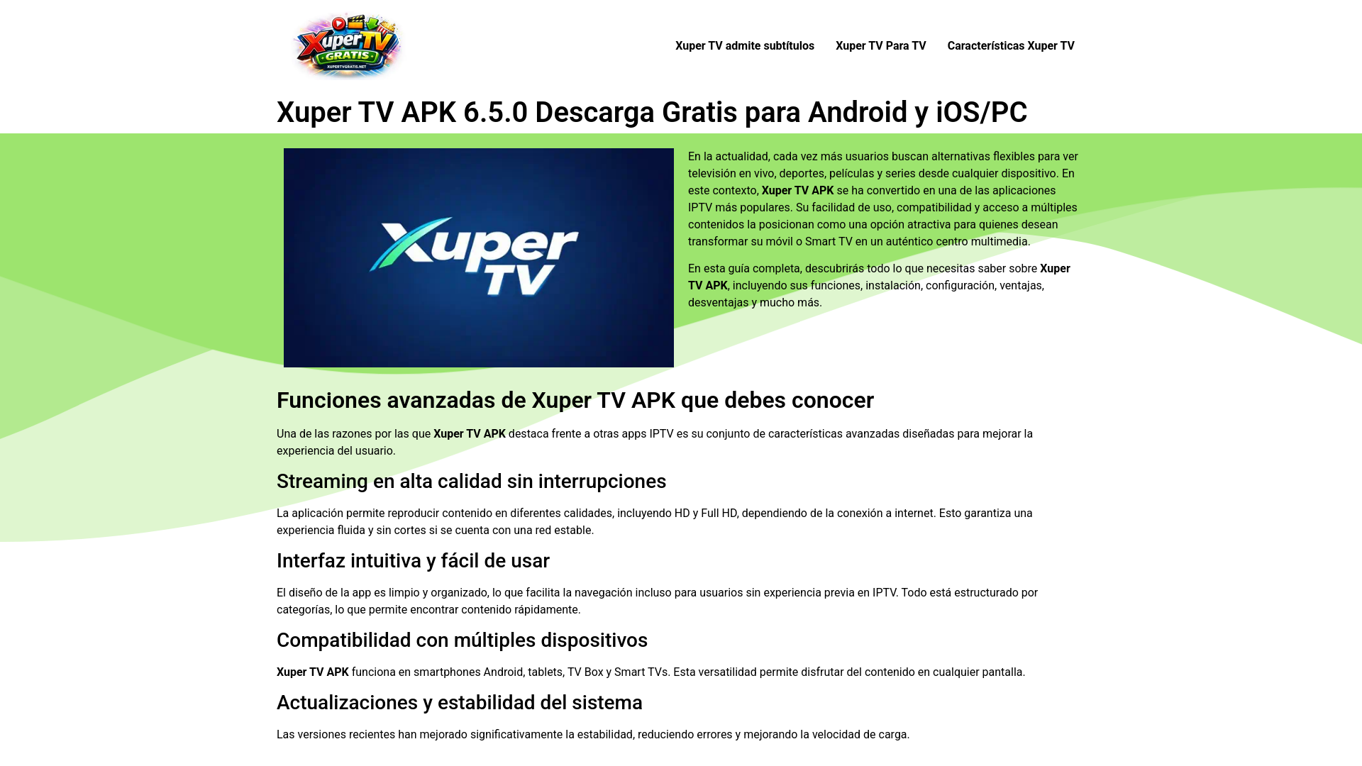 website screenshot of https://xupertvgratis.net/