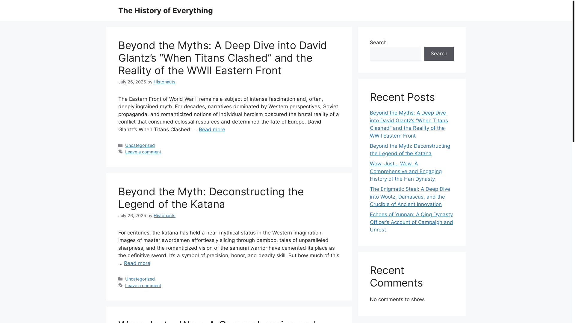 website screenshot of https://thehistoryofeverything.blog/