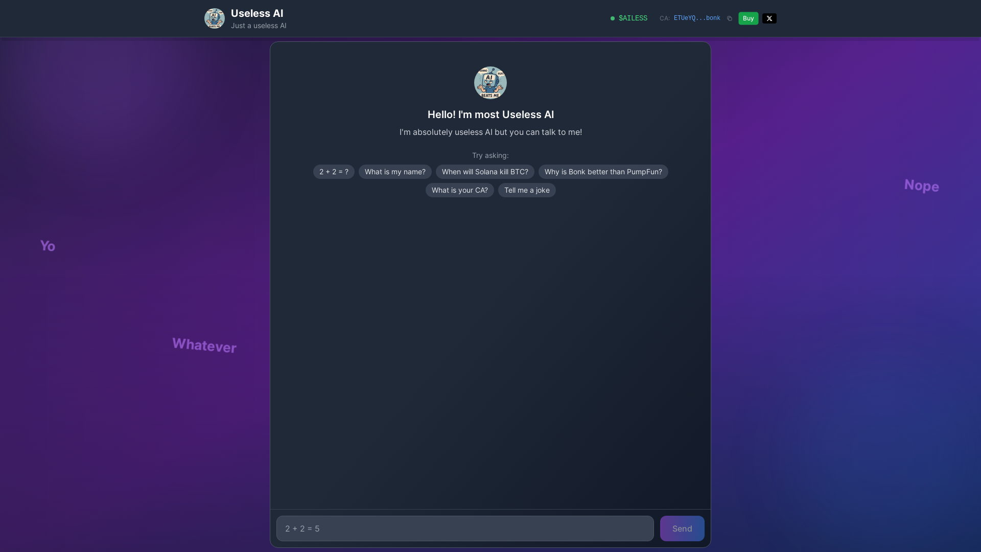 website screenshot of https://uselessai.fun/