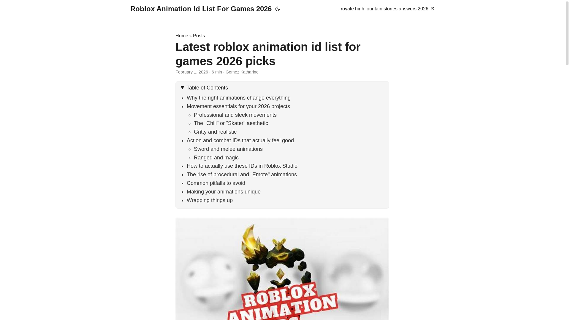 website screenshot of https://roblox-animation-id-list-for-games-2026.pages.dev/