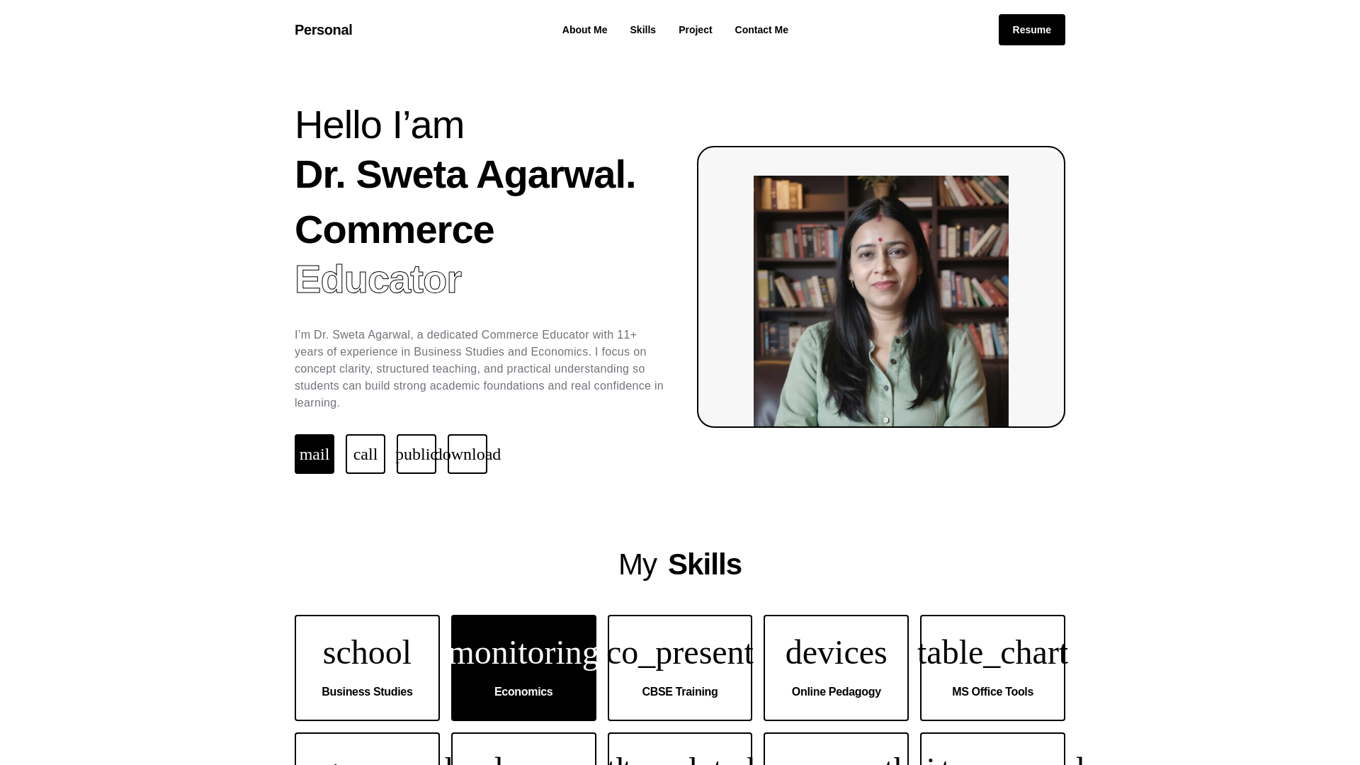 website screenshot of https://swetaagarwal.in