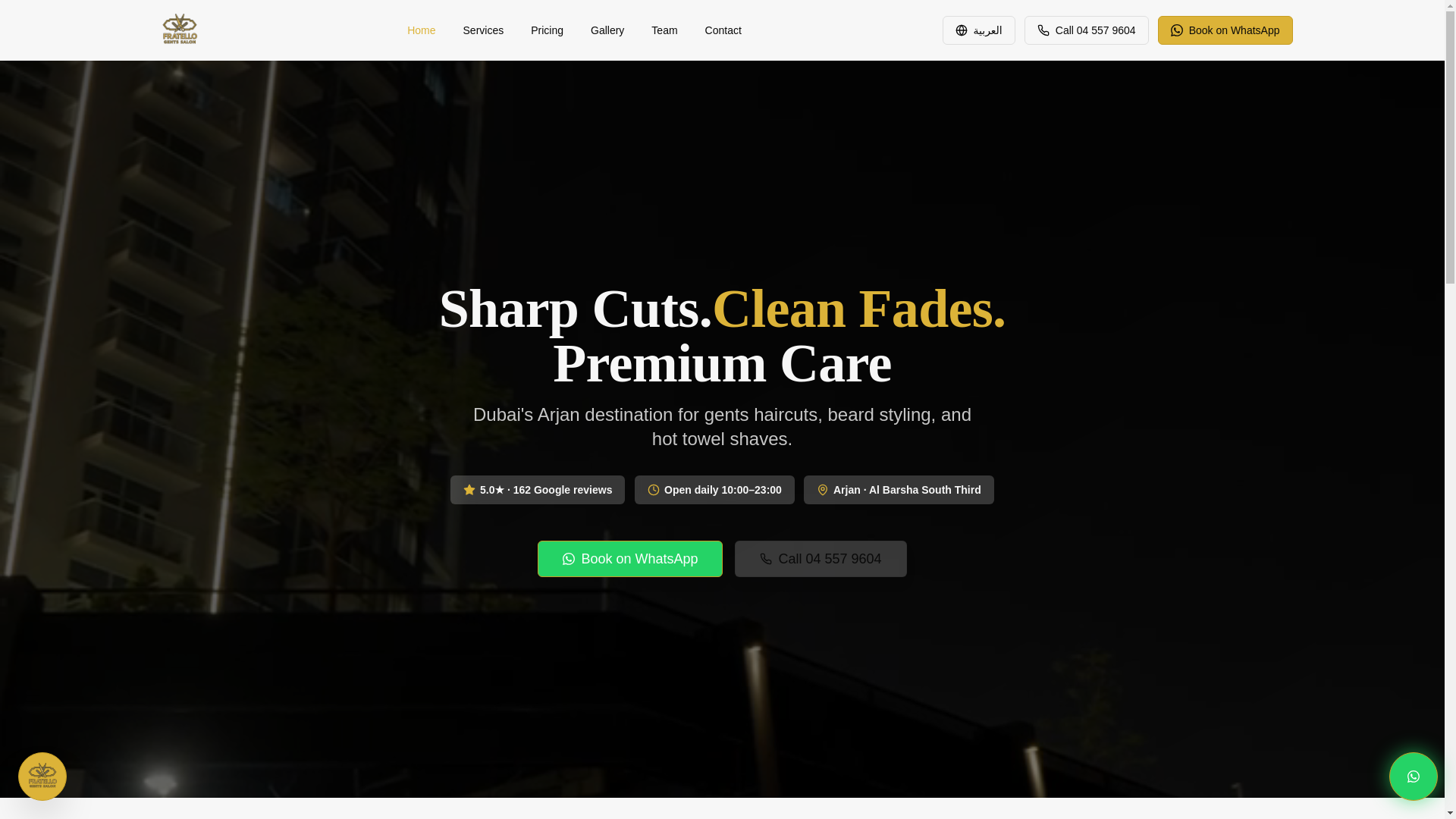 website screenshot of https://fratellobarbershop.com/