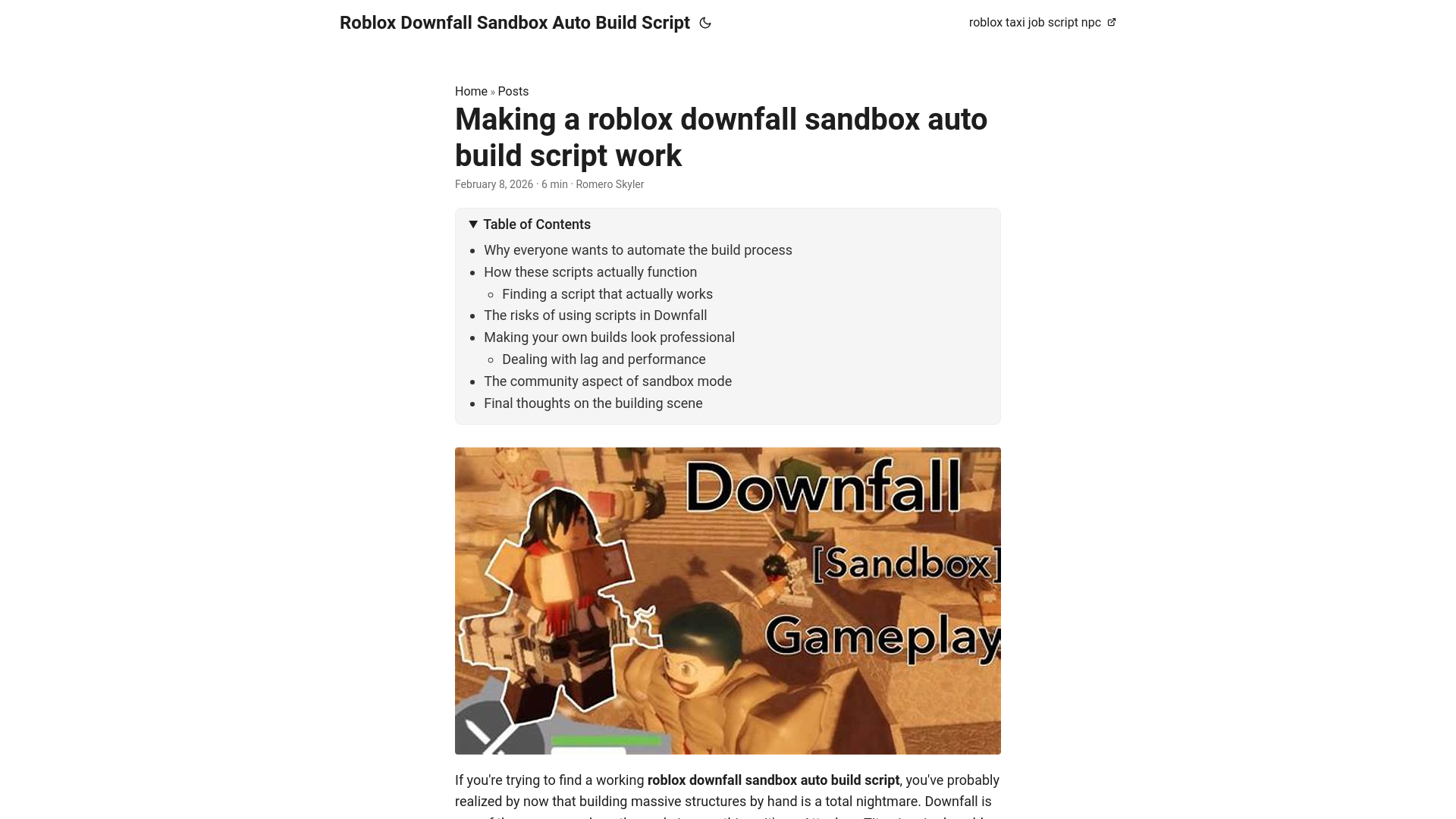 website screenshot of https://roblox-downfall-sandbox-auto-build-script.pages.dev/
