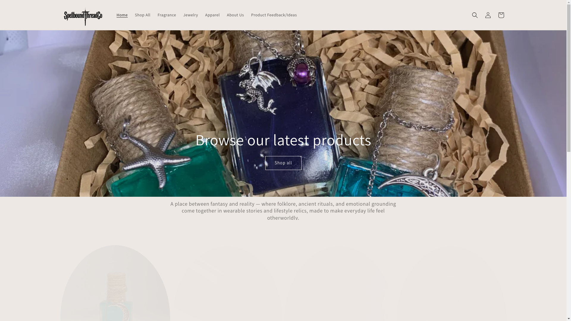 website screenshot of https://spellboundthreadco.com/