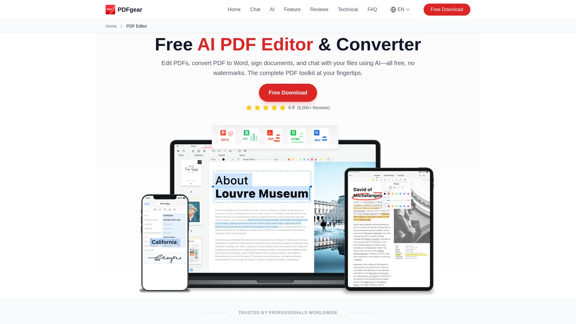 website screenshot of https://pdfgear.cc