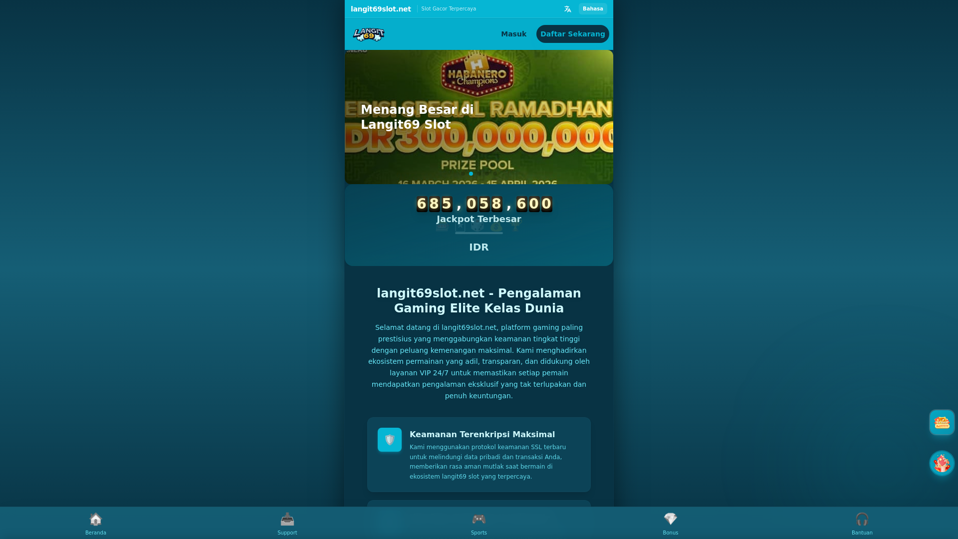 website screenshot of https://langit69slot.net/