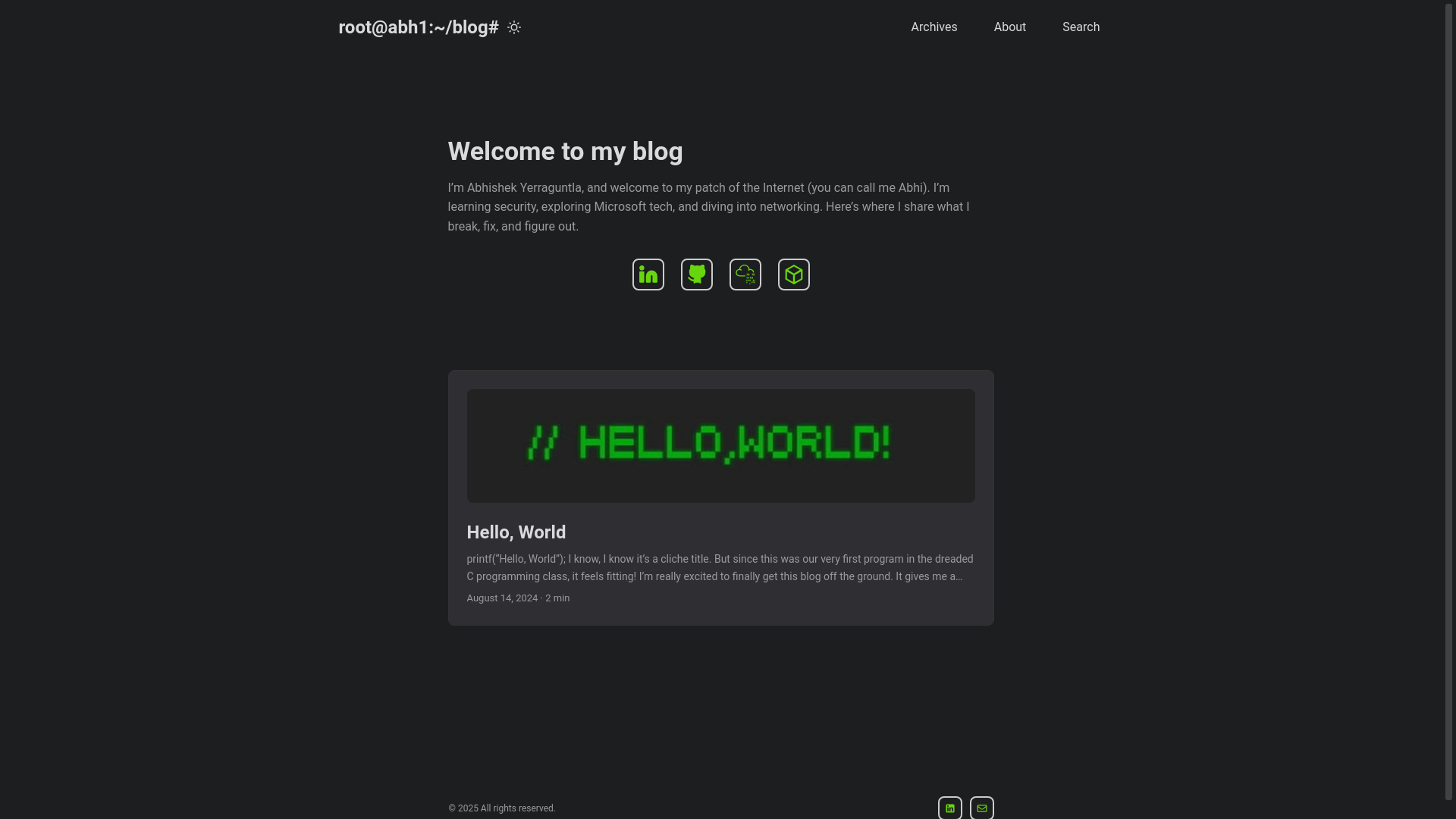 website screenshot of https://abh1.me/