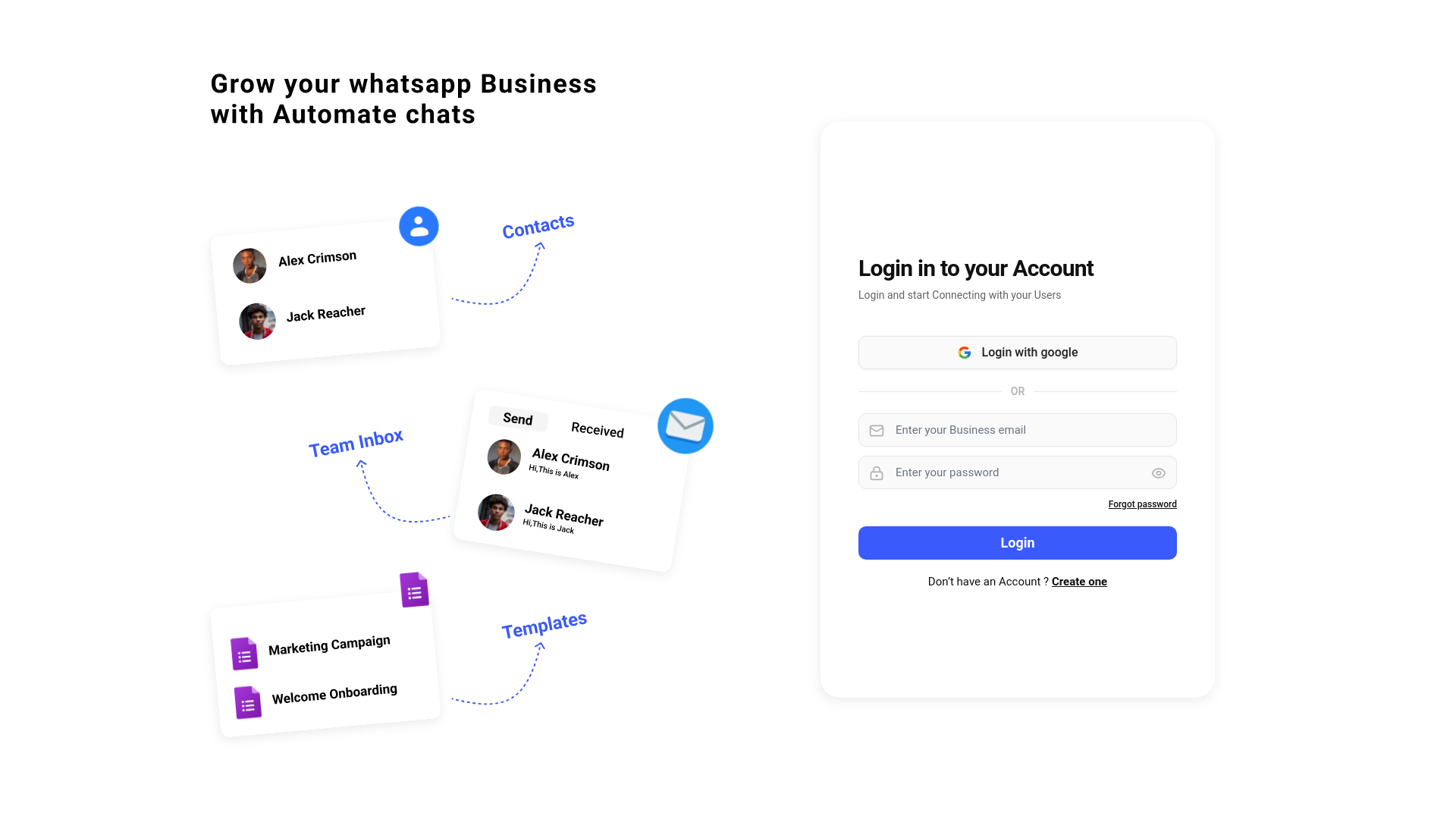 website screenshot of https://automate-chats-frontend.pages.dev/